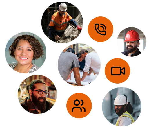 Construction team members, voice and video calls, and group collaboration in Logkeeper